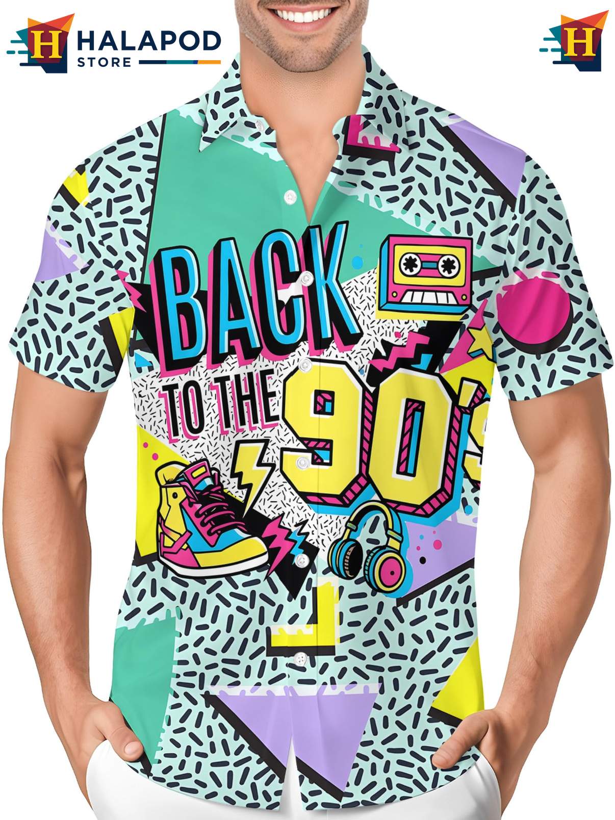 Crazy Graphic Tropical Shirt Mens Funny Novelty Button Down Summer Beachwear