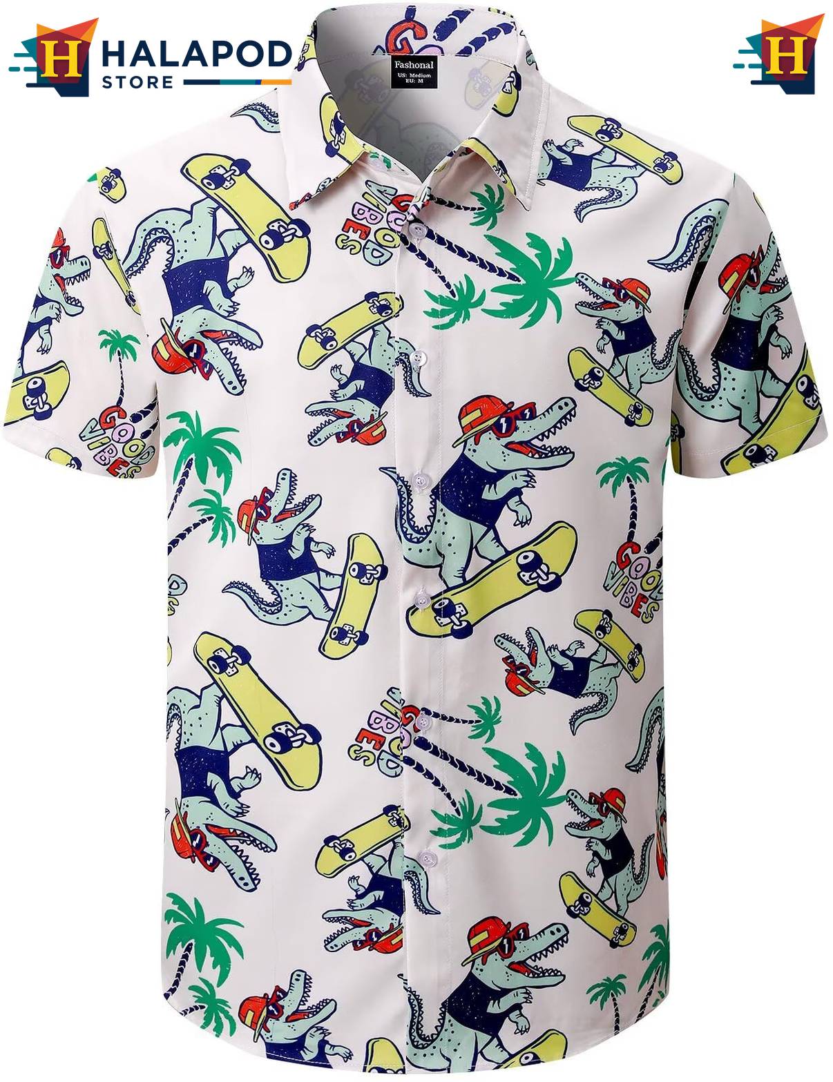 Crocodile Tropical Hawaiian Shirt Mens Beach Button Down Short Sleeve Tops