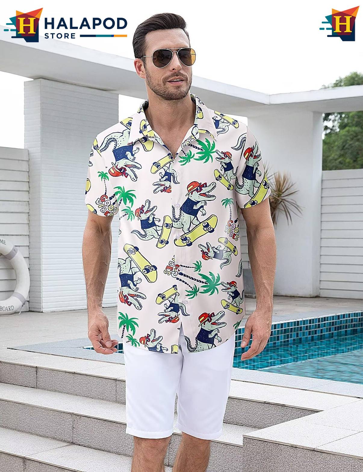 Crocodile Tropical Tropical Shirt Mens Beach Button Down Short Sleeve Tops