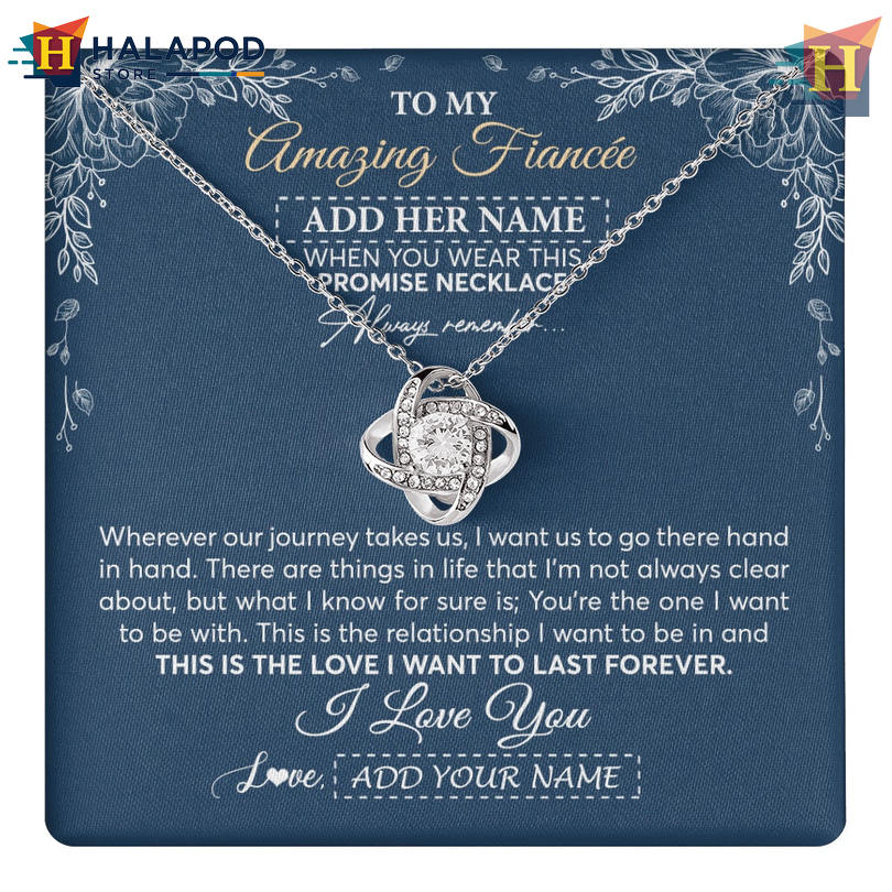 Custom Message To My Amazing Fiancee Gift Valentines Card Message Promise Necklace