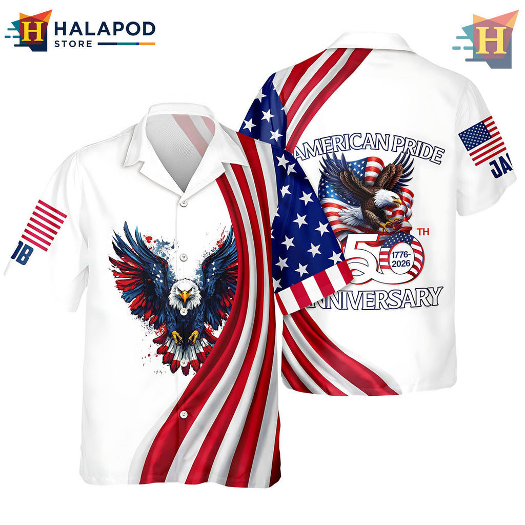 Custom Name American Flag Hawaiian Shirt 2026 Patriotic Independence Apparel