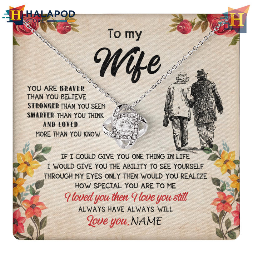Custom Name My Wife Gift Necklace Valentine's Day Card Messages Grow Old Together
