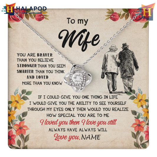 Custom Name My Wife Gift Necklace Valentine's Day Card Messages Grow Old Together