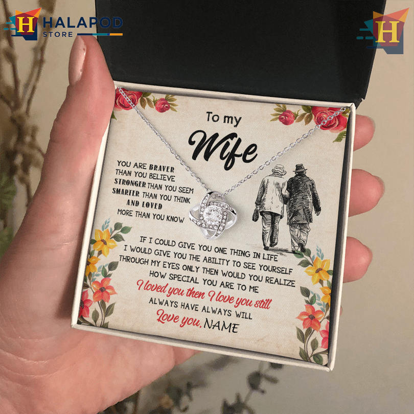 Custom Name My Wife Gift Necklace Valentine's Day Card Messages Grow Old Together