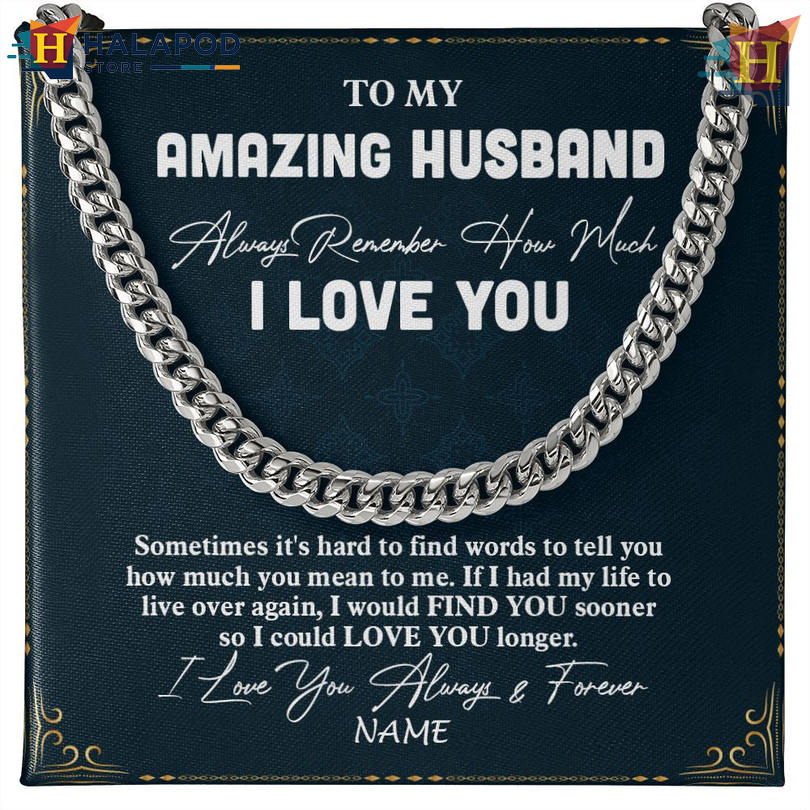 Custom Name To My Amazing Husband Gift Necklace Valentine's Card Message I Love You