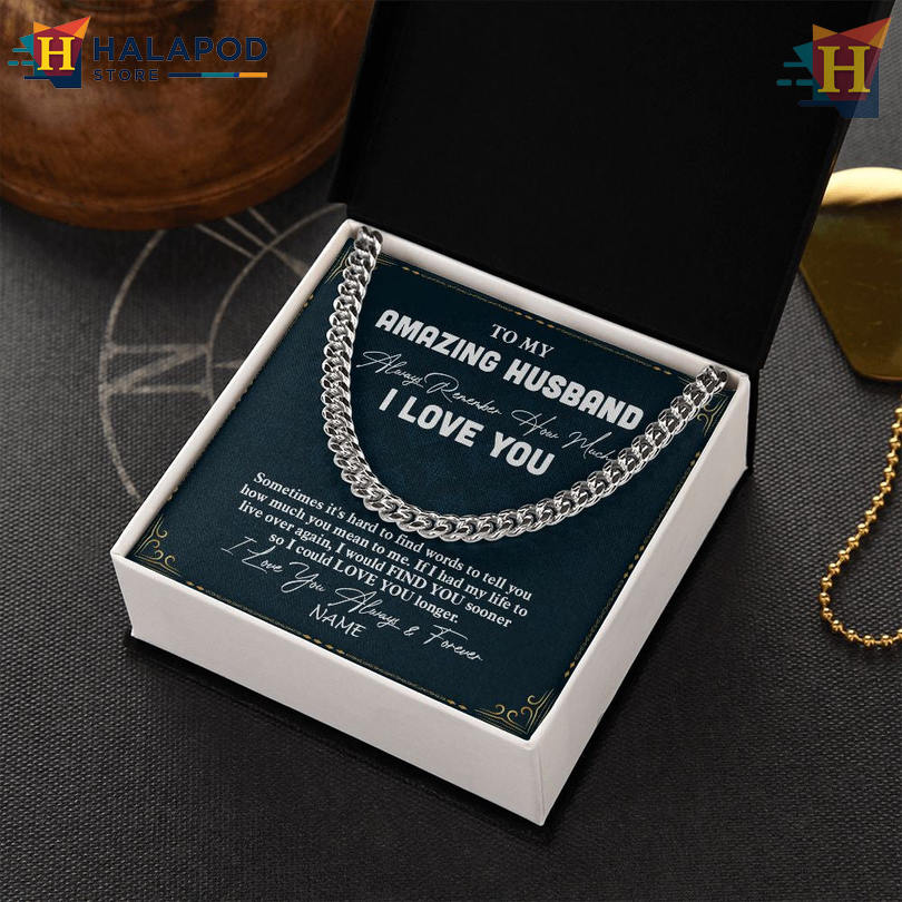 Custom Name To My Amazing Husband Gift Necklace Valentine's Card Message I Love You