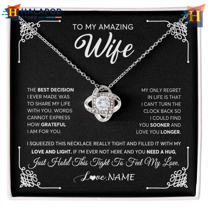 Custom Name To My Amazing Wife Gift Necklace Valentine Day Card Messages Best Decision