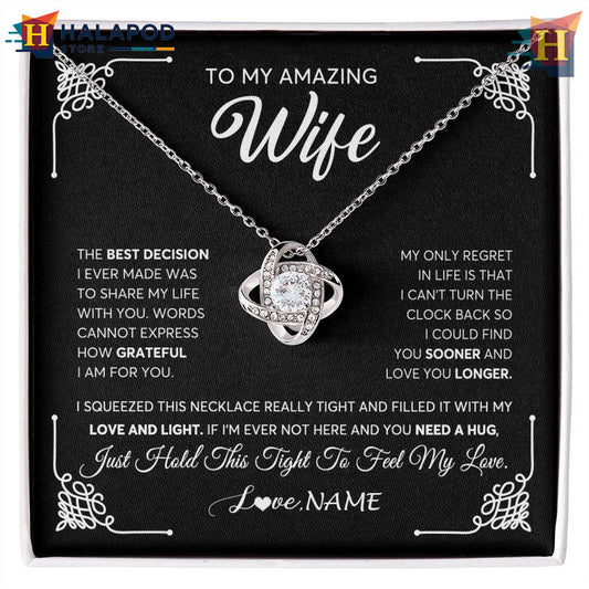 Custom Name To My Amazing Wife Gift Necklace Valentine Day Card Messages Best Decision