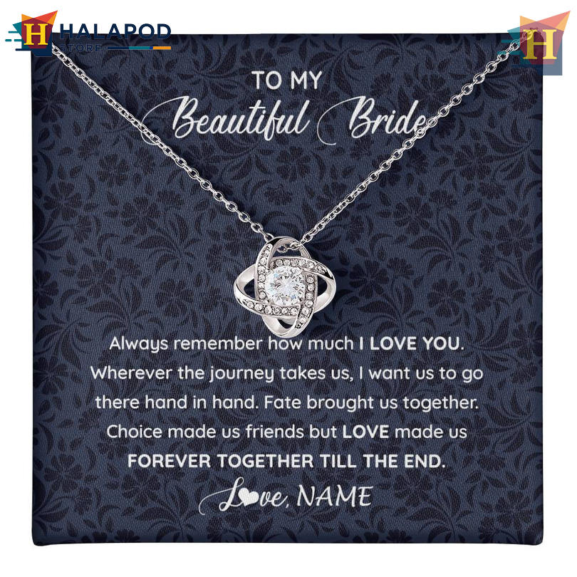 Custom Name To My Beautiful Bride Necklace Valentine Day Card Messages On My Wedding Day