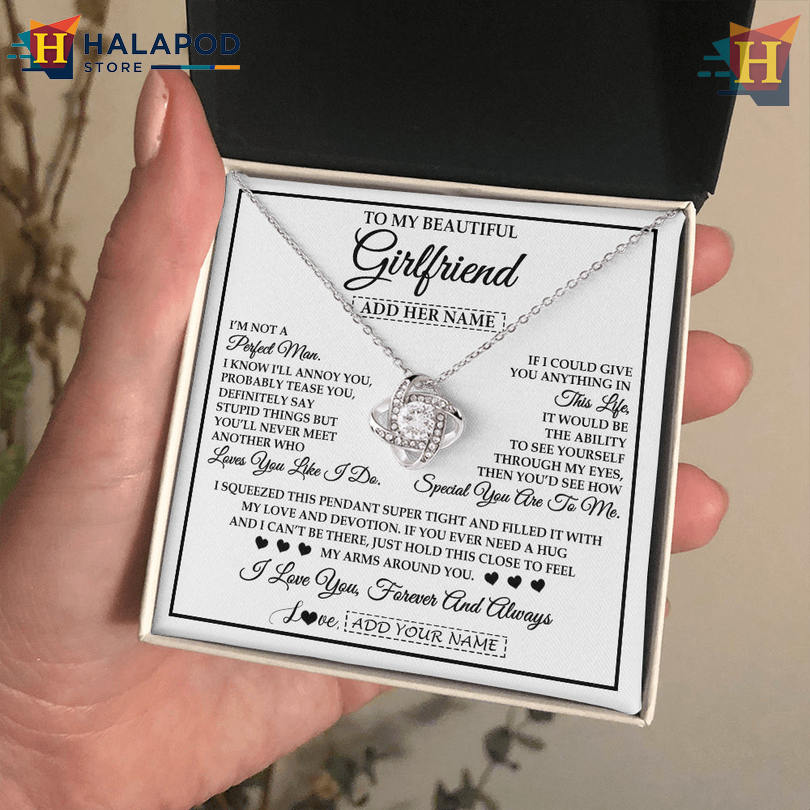 Custom Name To My Beautiful Girlfriend Necklace Valentines Card Message Forever Love Promise