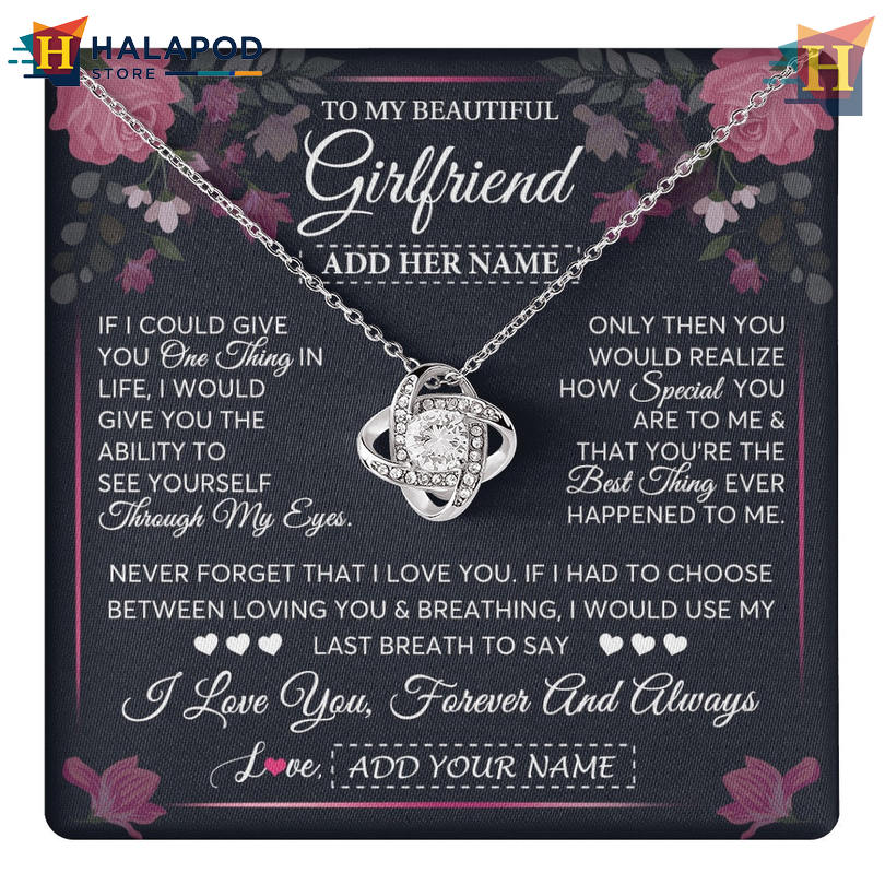 Custom Name To My Beautiful Girlfriend Necklace Valentine's Day Card Messages I Love You Always