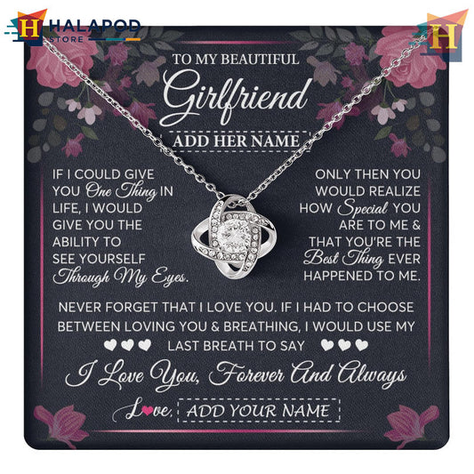Custom Name To My Beautiful Girlfriend Necklace Valentine's Day Card Messages I Love You Always