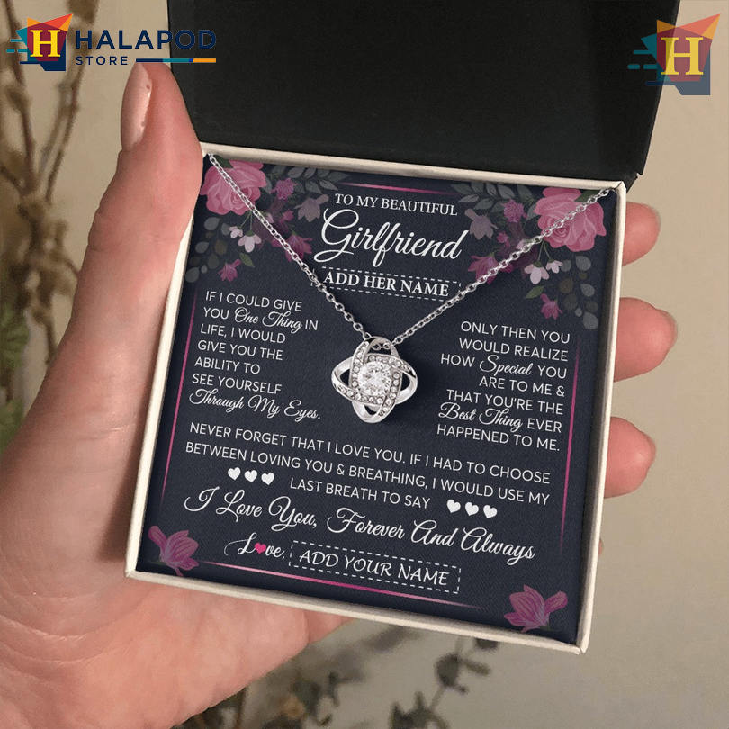 Custom Name To My Beautiful Girlfriend Necklace Valentine's Day Card Messages I Love You Always