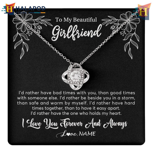 Custom Name To My Beautiful Girlfriend Valentine Day Necklace Id Rather Be With You Always