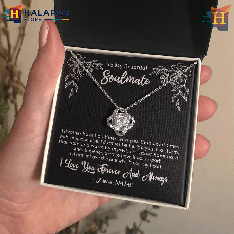 Custom Name To My Beautiful Soulmate Necklace Valentine Card Messages Id Rather Be With You