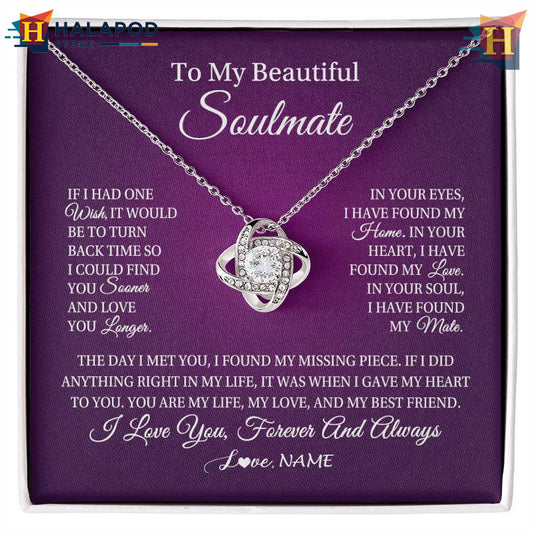 Custom Name To My Beautiful Soulmate Necklace Valentine's Card Message Romantic Gift