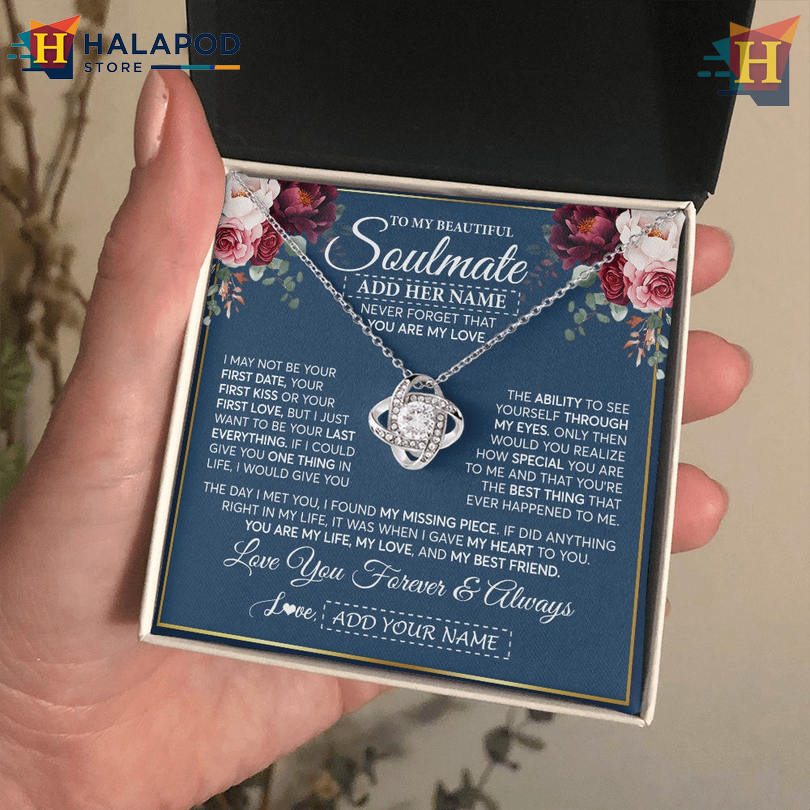 Custom Name To My Beautiful Soulmate Necklace Valentine's Card Message You Are My Love
