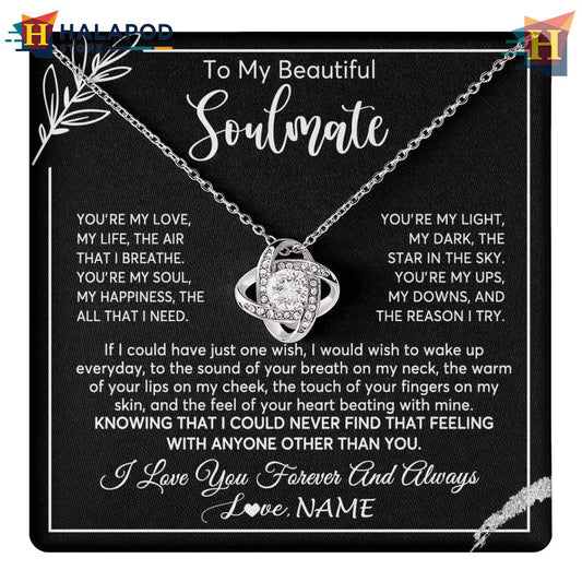 Custom Name To My Beautiful Soulmate Necklace Valentines Card Message Youre My Love
