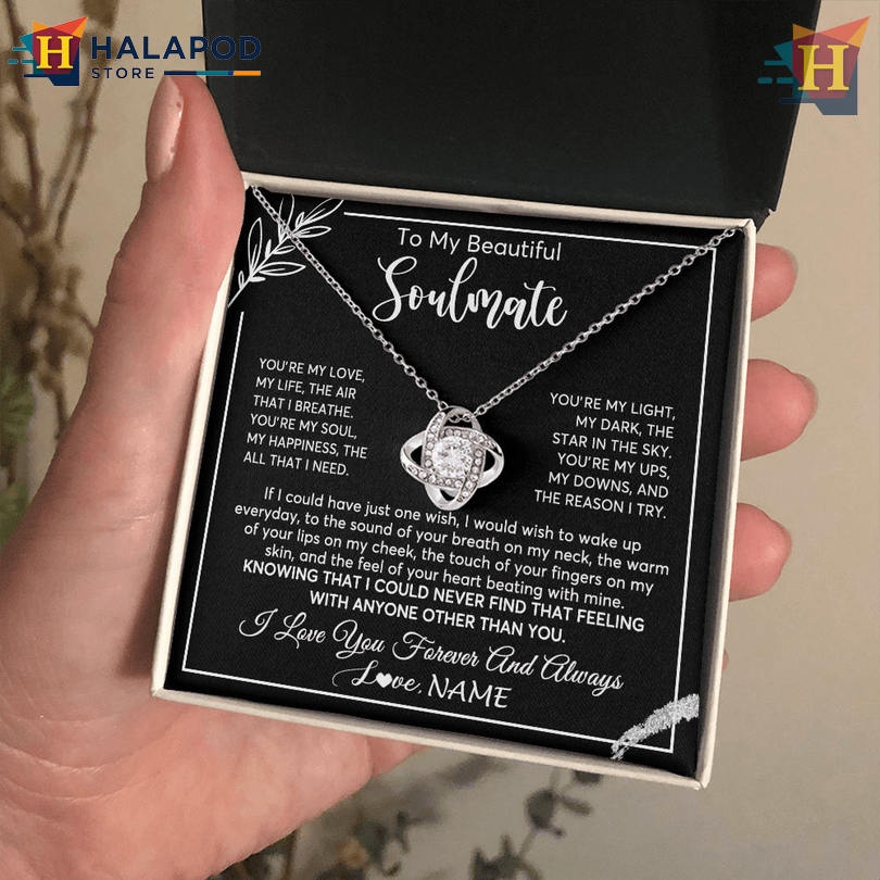 Custom Name To My Beautiful Soulmate Necklace Valentines Card Message Youre My Love