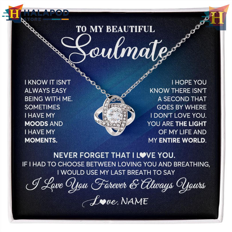 Custom Name To My Beautiful Soulmate Necklace Valentine's Day Card Messages You Are My Light