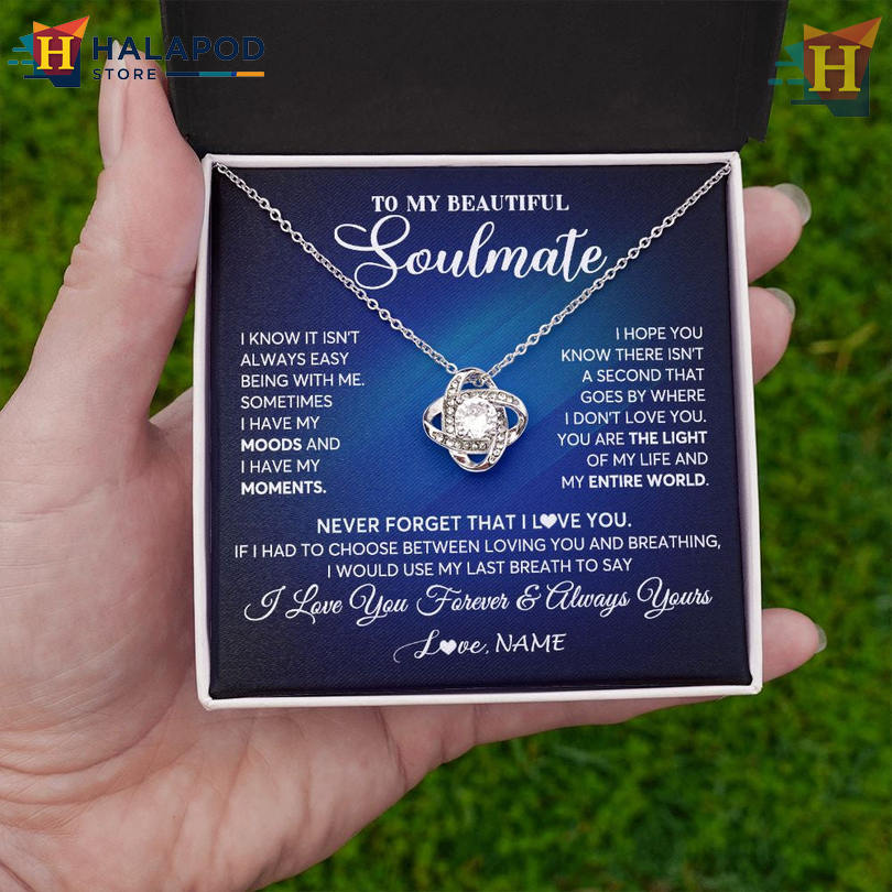 Custom Name To My Beautiful Soulmate Necklace Valentine's Day Card Messages You Are My Light
