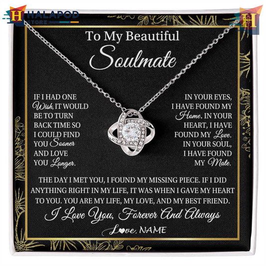 Custom Name To My Beautiful Soulmate Necklaces Valentine's Day Jewelry For Her Romantic Gift
