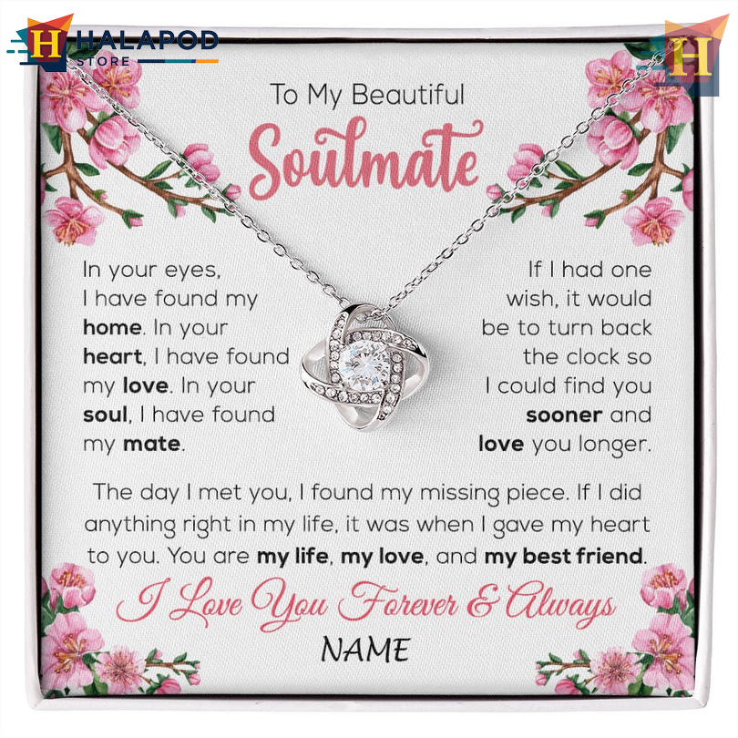 Custom Name To My Beautiful Soulmate Valentines Day Necklace Love You Longer