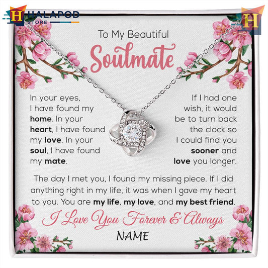 Custom Name To My Beautiful Soulmate Valentines Day Necklace Love You Longer