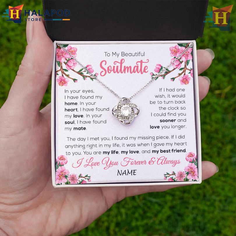 Custom Name To My Beautiful Soulmate Valentines Day Necklace Love You Longer