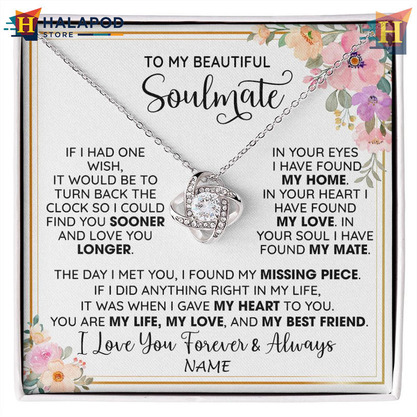 Custom Name To My Beautiful Soulmate Valentine's Day Necklace My Life My Love