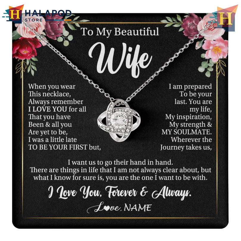 Custom Name To My Beautiful Wife Gift Necklace For Valentine's Day From Husband Anniversary