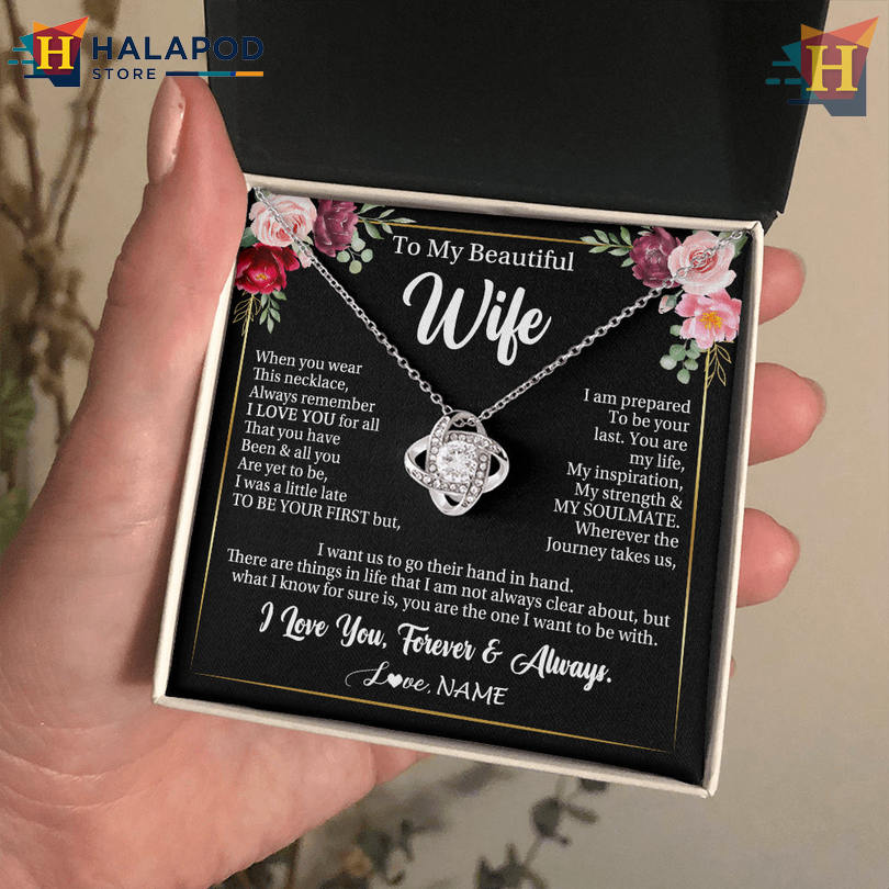Custom Name To My Beautiful Wife Gift Necklace For Valentine's Day From Husband Anniversary