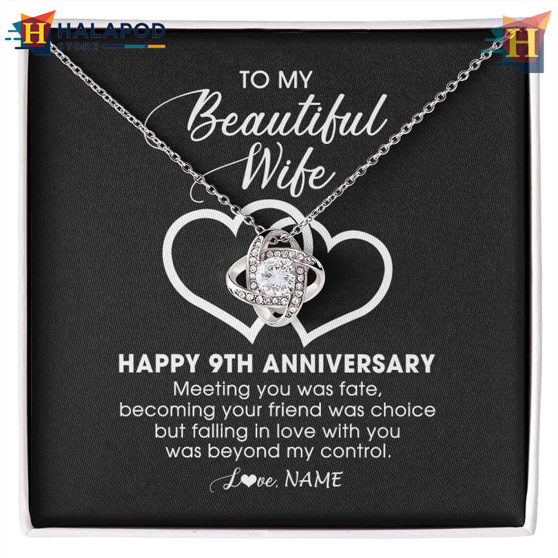 Custom Name To My Beautiful Wife Gift Necklace Valentine Card Messages 9 Year Anniversary