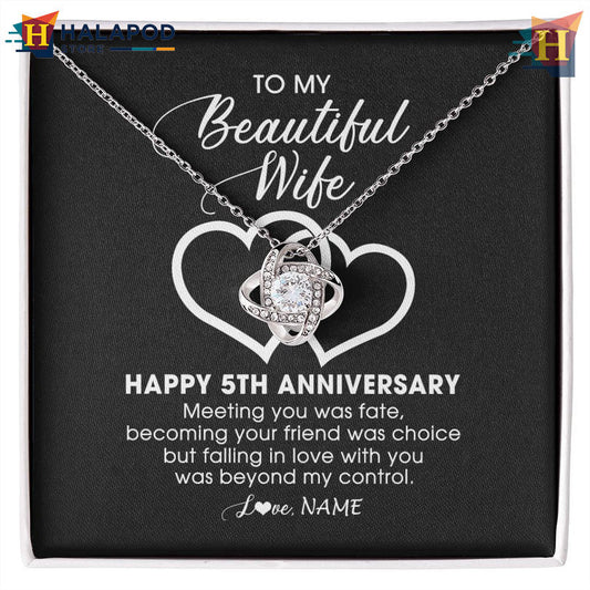 Custom Name To My Beautiful Wife Gift Necklace Valentine's Day Card Messages 5 Year Anniversary