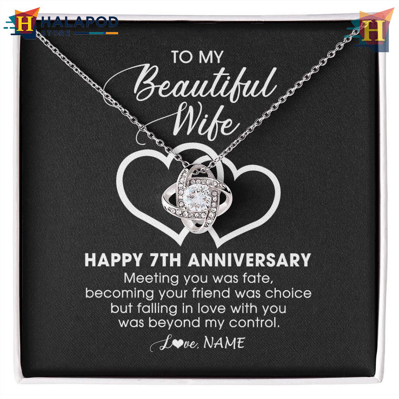 Custom Name To My Beautiful Wife Gift Necklace Valentines Day Card Messages 7 Year Anniversary