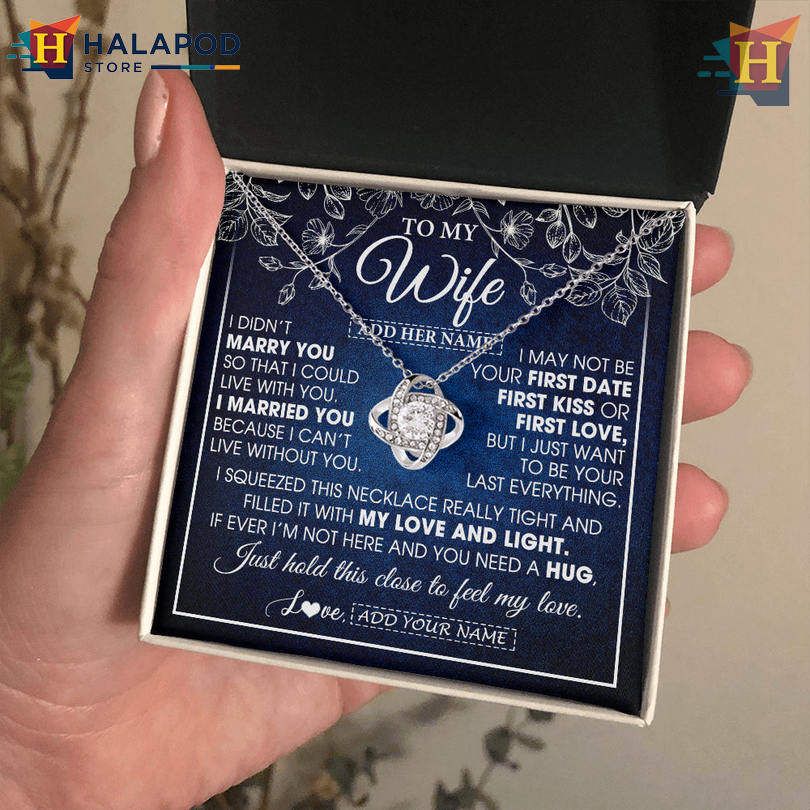 Custom Name To My Beautiful Wife Gift Valentine's Day Necklace For Her Wedding Anniversary