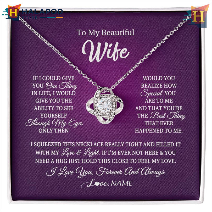 Custom Name To My Beautiful Wife Necklace Valentine Card Message I Love You Always