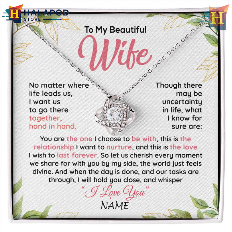 Custom Name To My Beautiful Wife Necklace Valentine Card Messages Hand In Hand Always