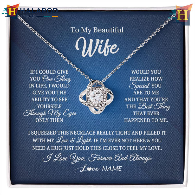 Custom Name To My Beautiful Wife Necklace Valentine Cards Messages Hold This Close My Love