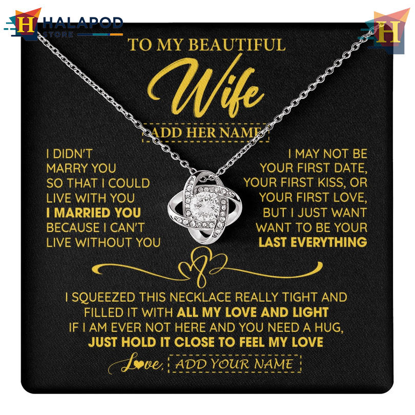 Custom Name To My Beautiful Wife Necklace Valentine Day Card Messages I Cant Live Without You