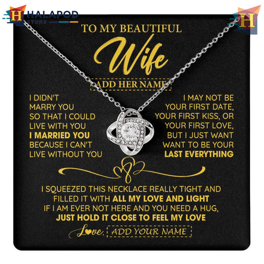 Custom Name To My Beautiful Wife Necklace Valentine Day Card Messages I Cant Live Without You