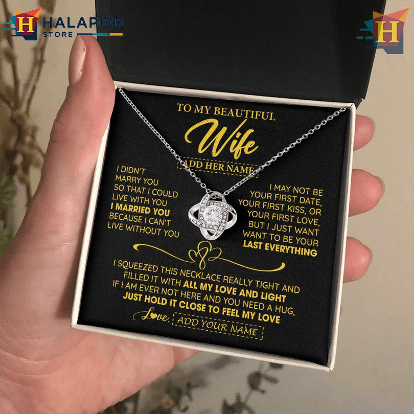 Custom Name To My Beautiful Wife Necklace Valentine Day Card Messages I Cant Live Without You