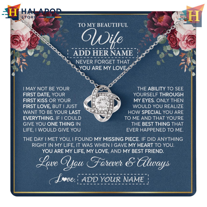 Custom Name To My Beautiful Wife Necklace Valentine Day Card Messages You Are My Love