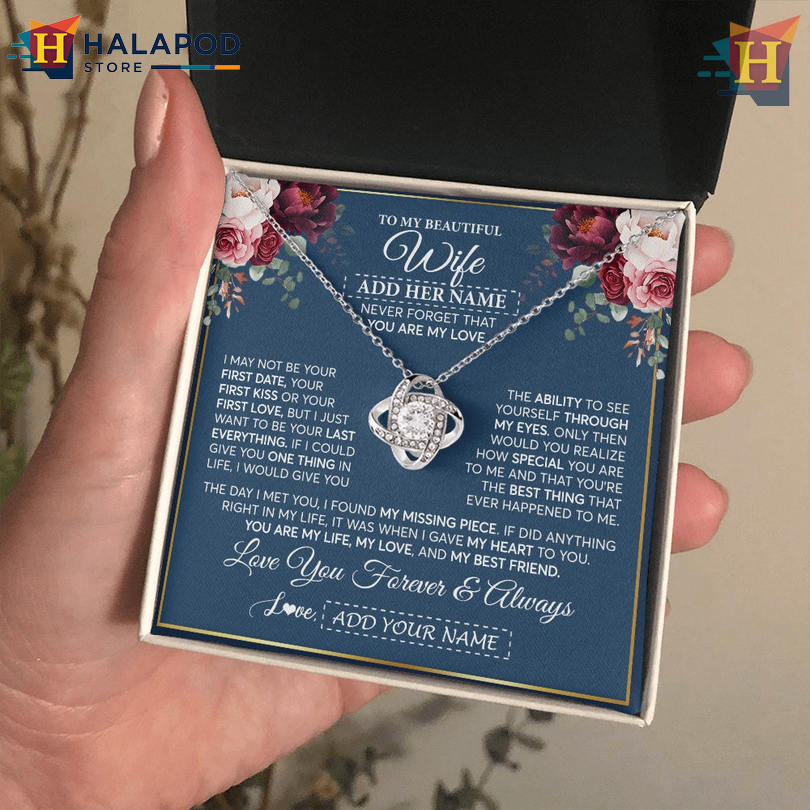 Custom Name To My Beautiful Wife Necklace Valentine Day Card Messages You Are My Love