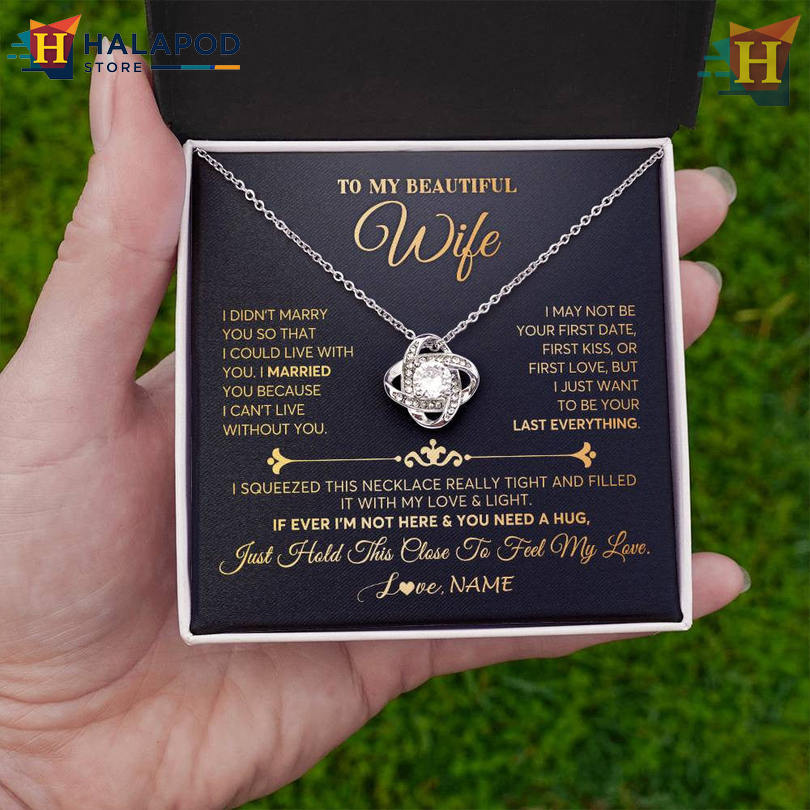 Custom Name To My Beautiful Wife Necklace Valentines Card Message Feel My Love Soulmate