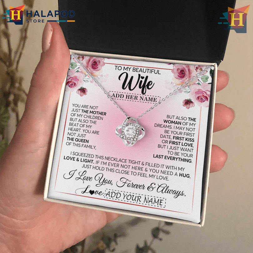 Custom Name To My Beautiful Wife Necklace Valentines Card Messages Mother Queen Soulmate