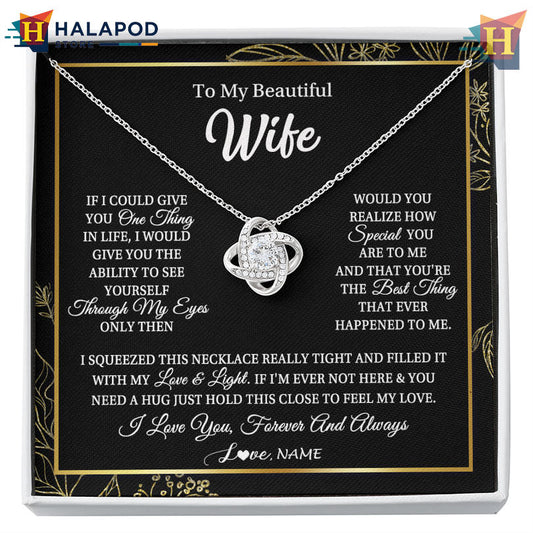 Custom Name To My Beautiful Wife Necklace Valentine's Day Card Messages Feel My Love Always