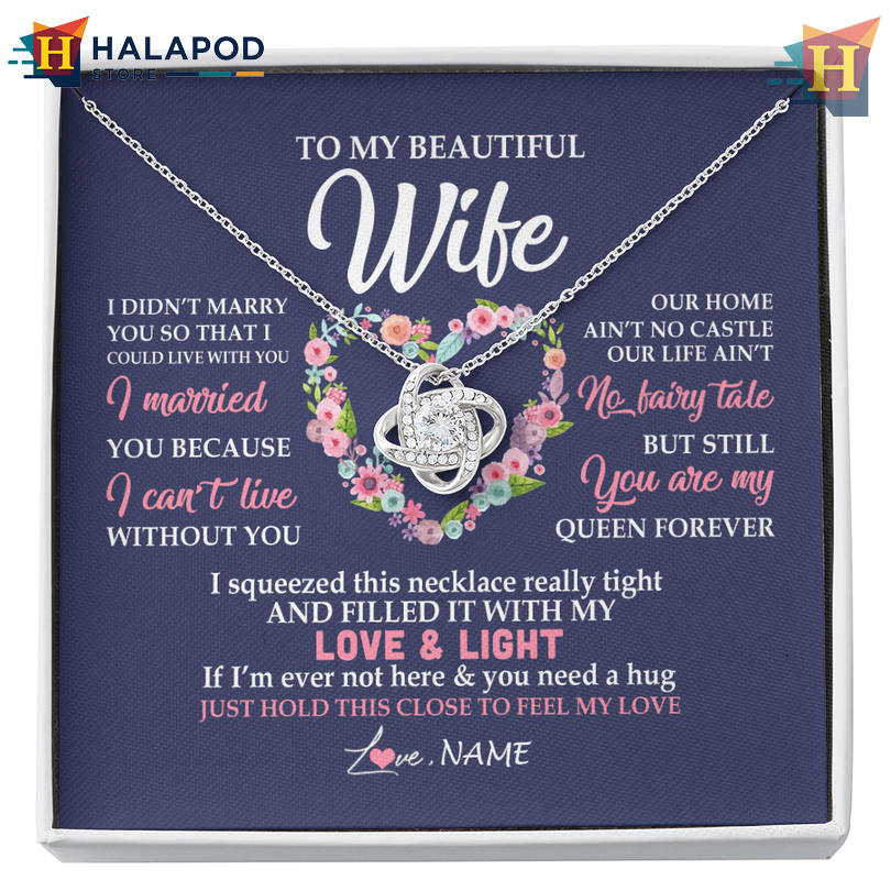 Custom Name To My Beautiful Wife Necklace Valentines Day Card Messages Feel My Love Forever