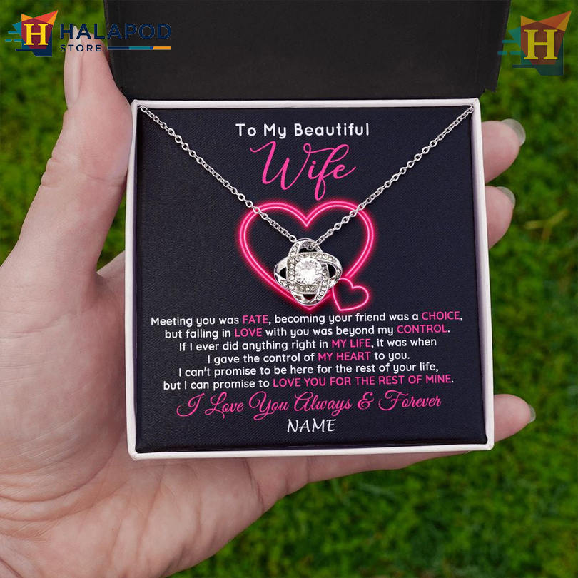Custom Name To My Beautiful Wife Valentine Day Necklace Falling In Love Anniversary Gift