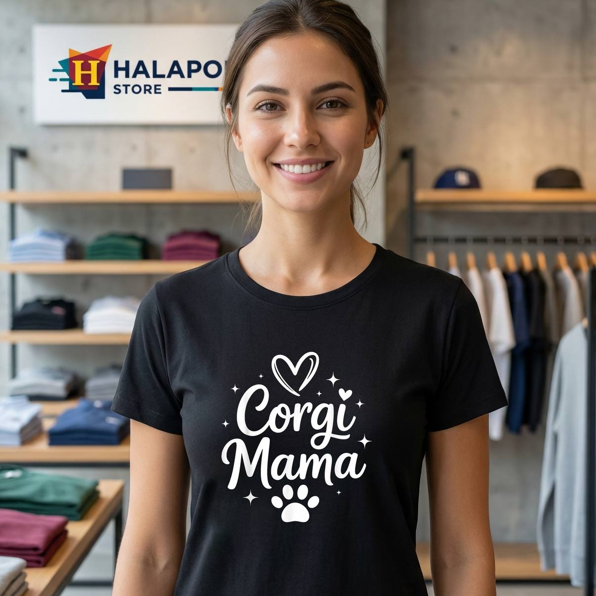 Cute Corgi Design For Womens T-Shirt Girls Mom Dog Welsh Lovers Graphic Men